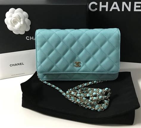 chanel wallet on chain tiffany blue|Chanel woc wallet.